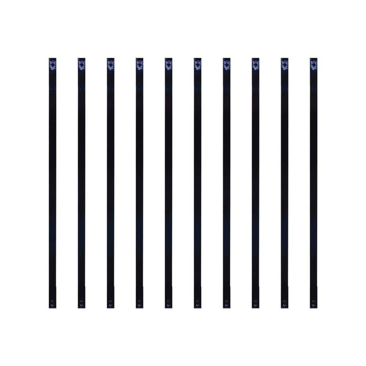 NUVO IRON 1/2 in. x 1 in. x 38 in. Black Galvanized Steel Rectangle Fence Rail Balusters (10-Pack)