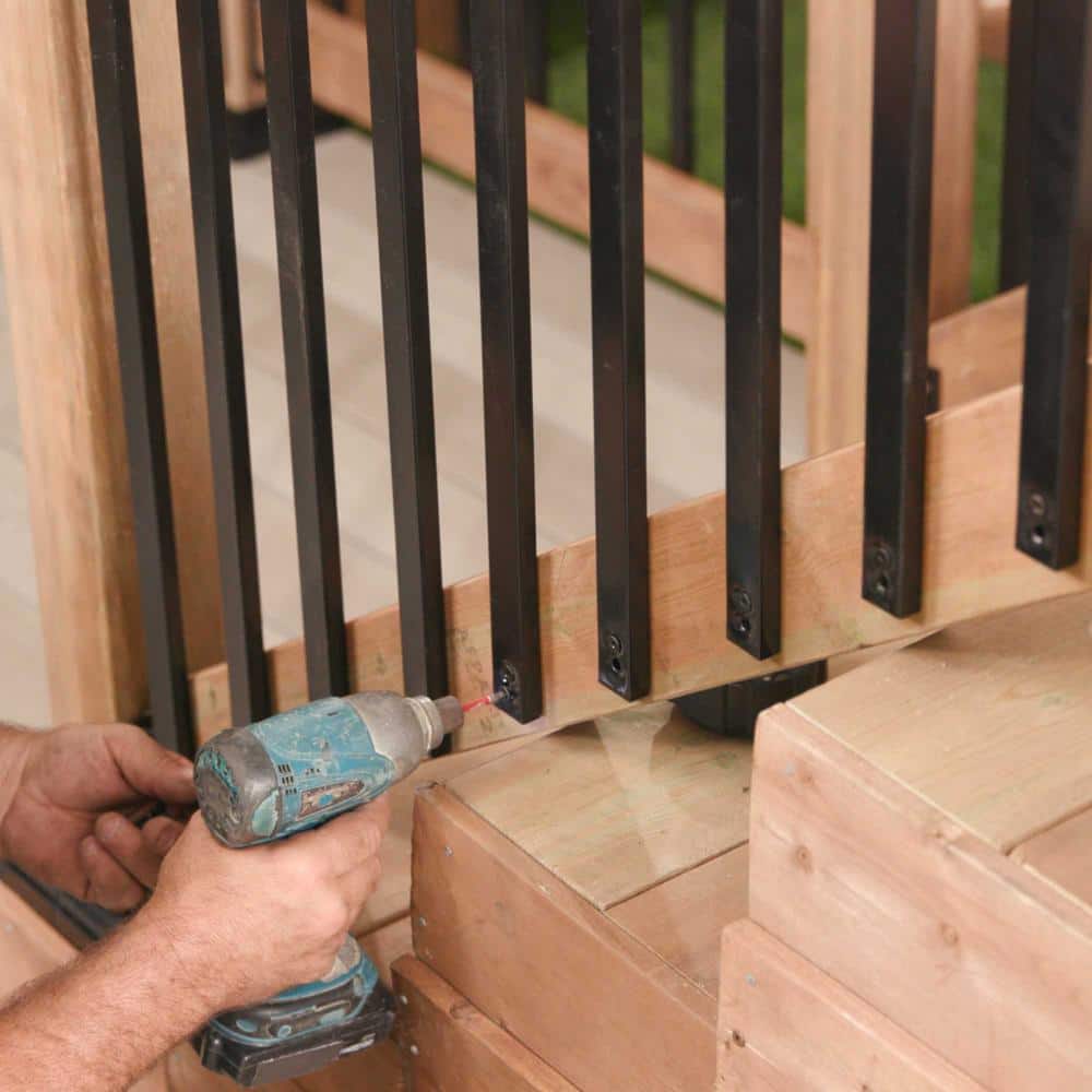 NUVO IRON 1/2 in. x 1 in. x 38 in. Black Galvanized Steel Rectangle Fence Rail Balusters (10-Pack)
