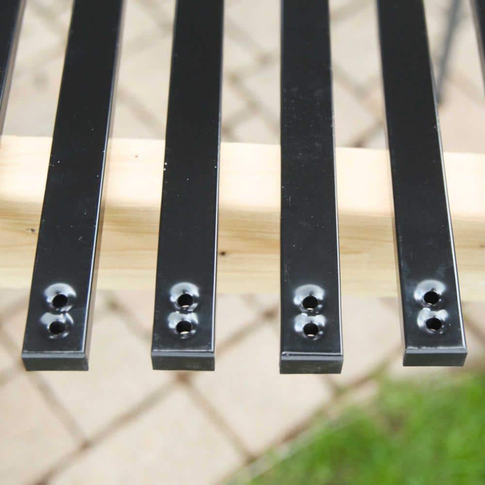 NUVO IRON 1/2 in. x 1 in. x 38 in. Black Galvanized Steel Rectangle Fence Rail Balusters (10-Pack)