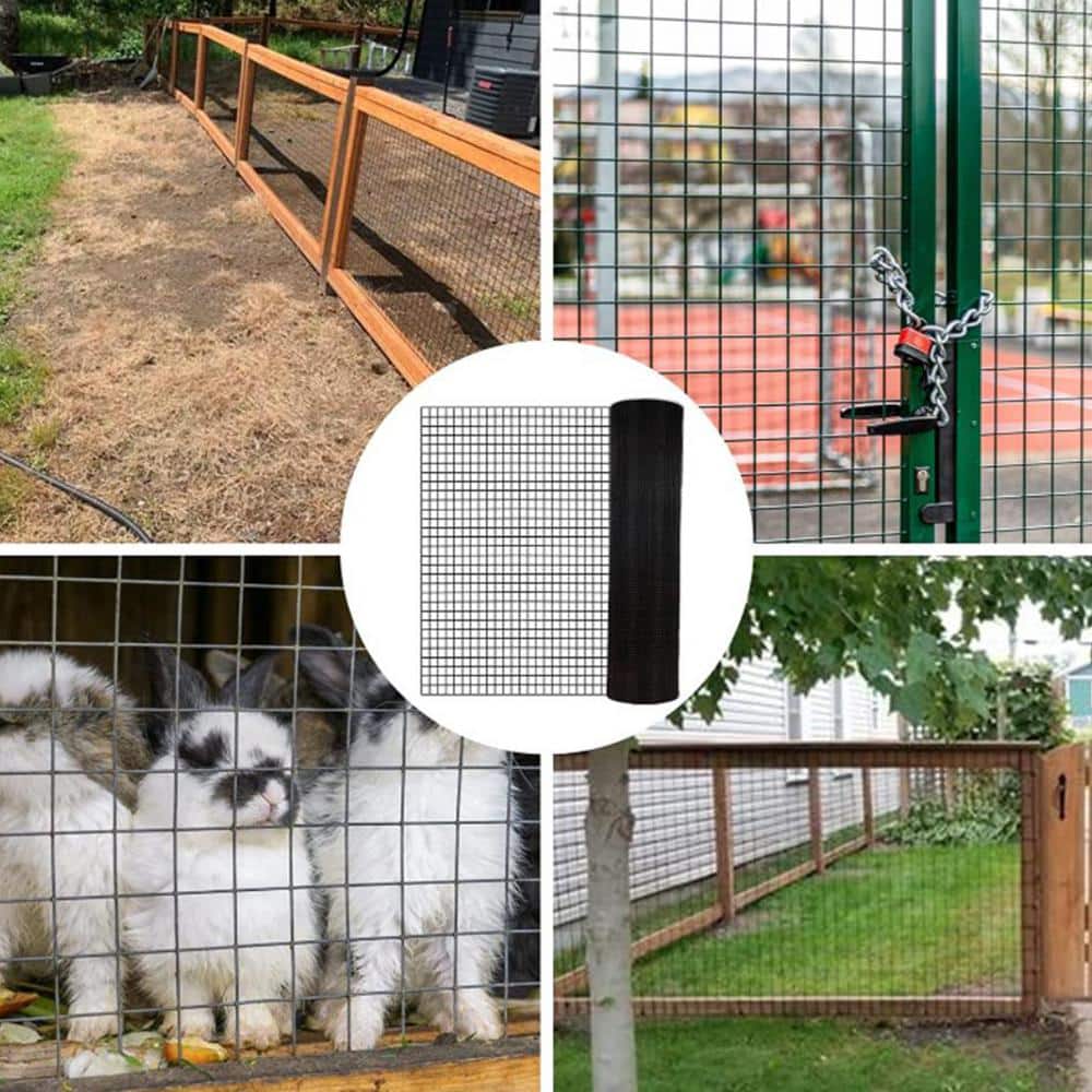 GOGEXX 1/4 in. x 2 ft. x 50 ft. Black Vinyl Coated Hardware Cloth 21-Gauge Black Welded Wire Fence Garden and Plant Support