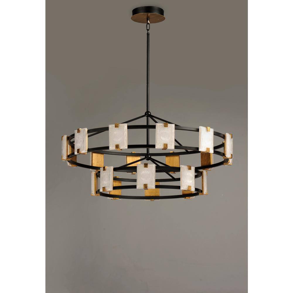 Maxim Lighting Radiant 20-Light Integrated LED Black/Gold Leaf Chandelier, 41.75 in