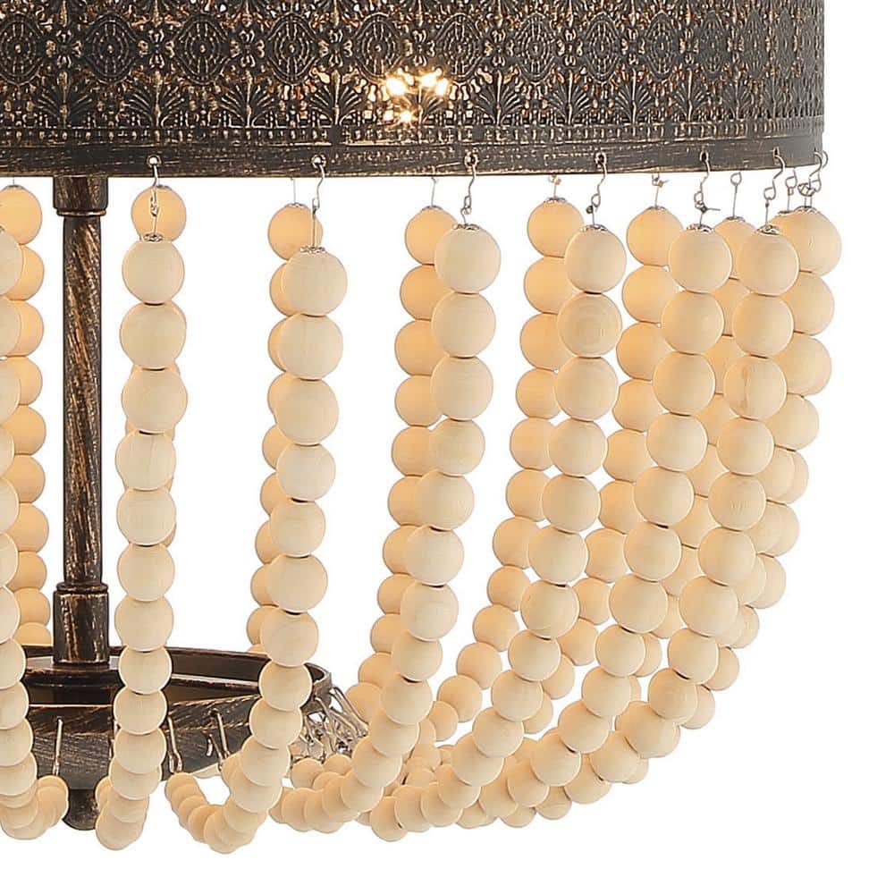 Vanity Art 5-Light Black+Gold Unique Empire Chandelier with Beaded Accents in