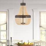 Vanity Art 5-Light Black+Gold Unique Empire Chandelier with Beaded Accents in