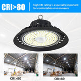 Honbei 11 in. 450-Watt Equivalent Integrated LED Dimmable Black High Bay Light, 5000K UFO High Bay LED Lights for Workshop