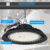 Honbei 11 in. 450-Watt Equivalent Integrated LED Dimmable Black High Bay Light, 5000K UFO High Bay LED Lights for Workshop