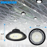 Honbei 11 in. 450-Watt Equivalent Integrated LED Dimmable Black High Bay Light, 5000K UFO High Bay LED Lights for Workshop