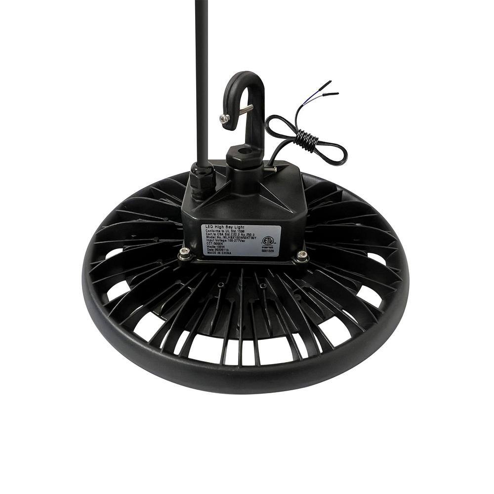 Cedar Hill 13 in. 450-Watt Equivalence Integrated LED Black UFO High Bay Light 21000 Lumens 5000K