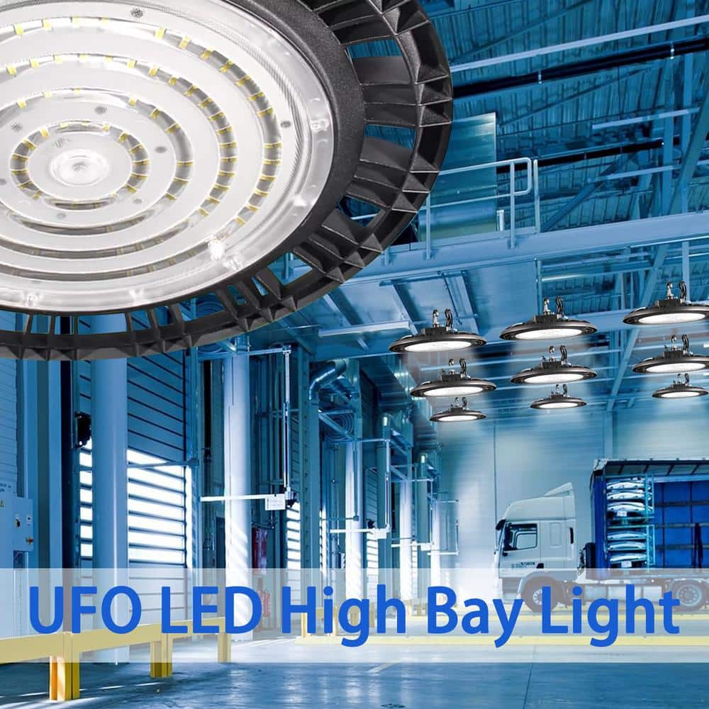 Cedar Hill 13 in. 450-Watt Equivalence Integrated LED Black UFO High Bay Light 21000 Lumens 5000K