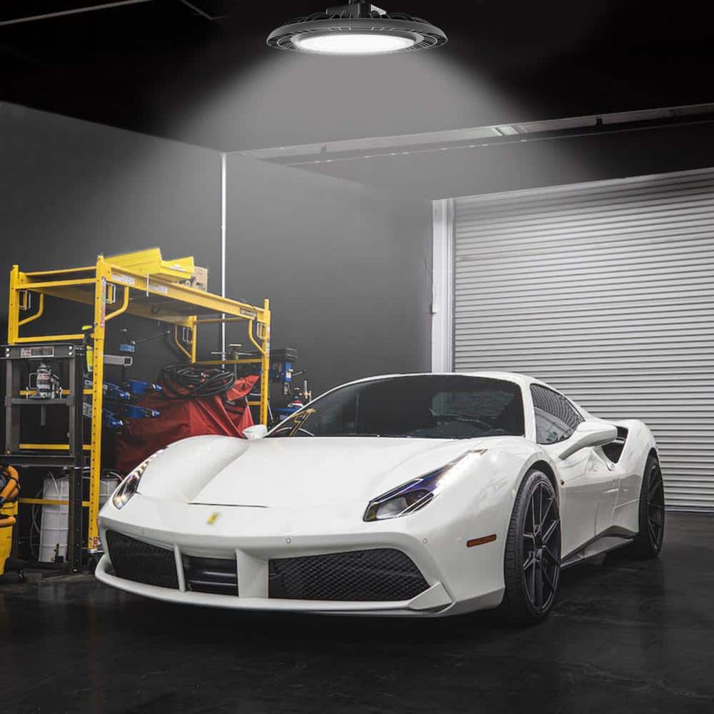 Cedar Hill 13 in. 450-Watt Equivalence Integrated LED Black UFO High Bay Light 21000 Lumens 5000K