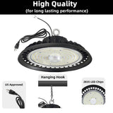 WYZM 12 in. 600-Watt Equivalent Integrated LED Black UFO High Bay Light 5000K Daylight White Dimmable (3Pieces）