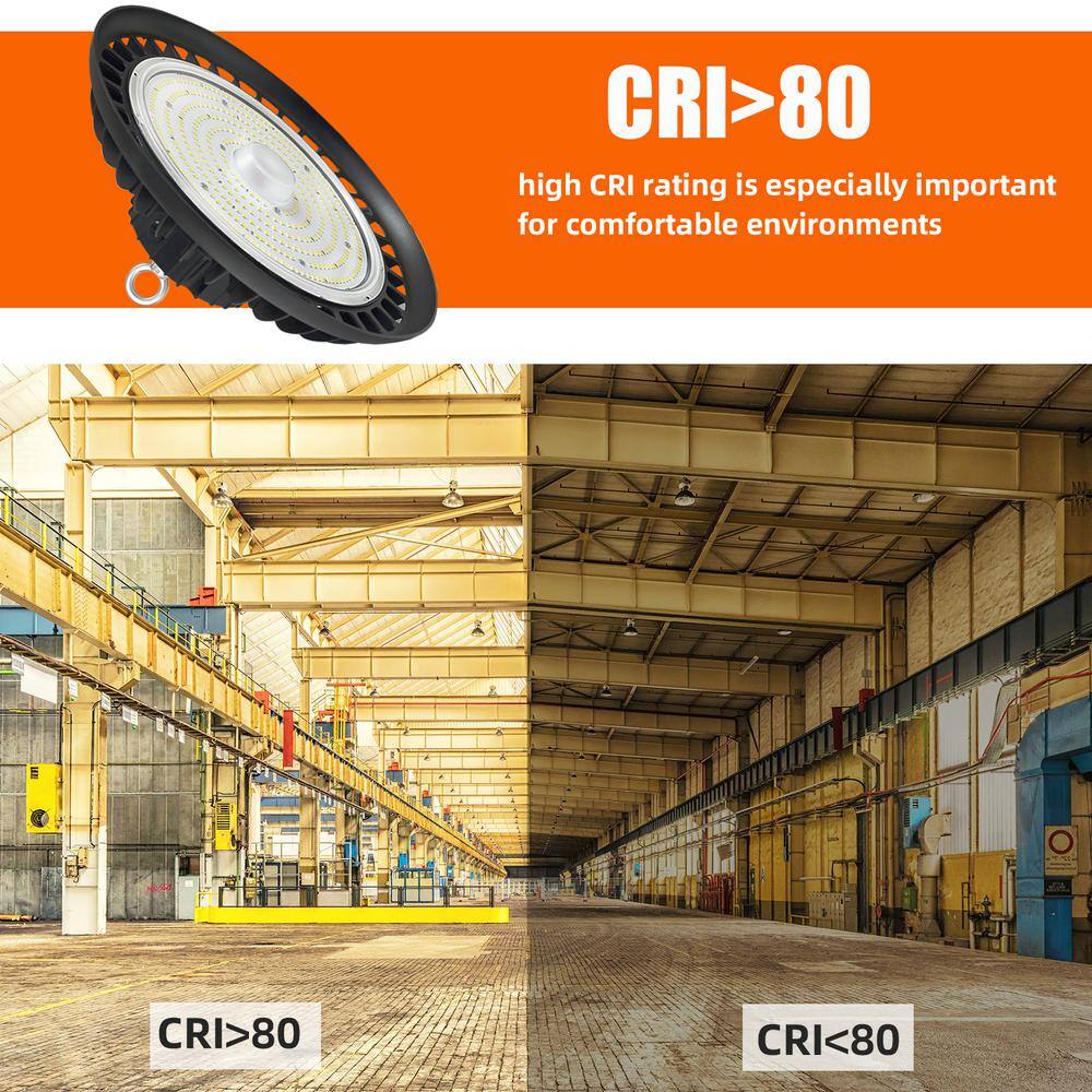 WYZM 12 in. 600-Watt Equivalent Integrated LED UFO Black High Bay Light 5000K Daylight, Dimmable 0-10-Volt (3Pack)