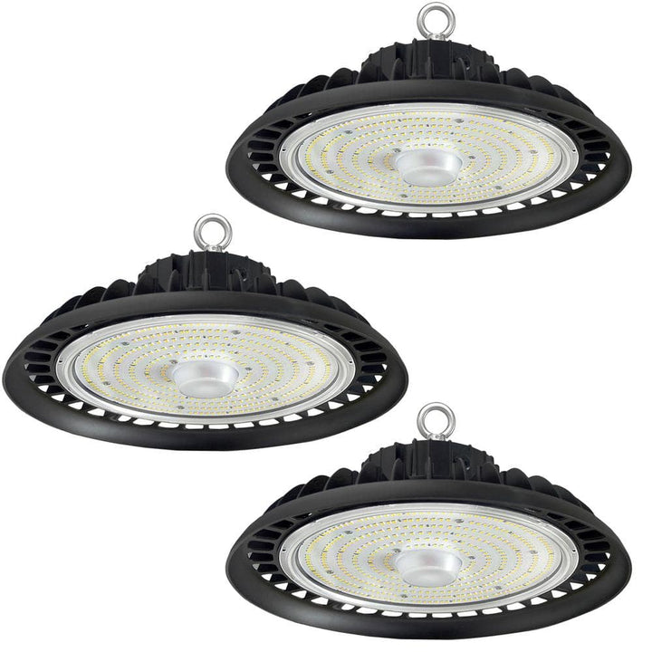 WYZM 12 in. 600-Watt Equivalent Integrated LED UFO Black High Bay Light 5000K Daylight, Dimmable 0-10-Volt (3Pack)