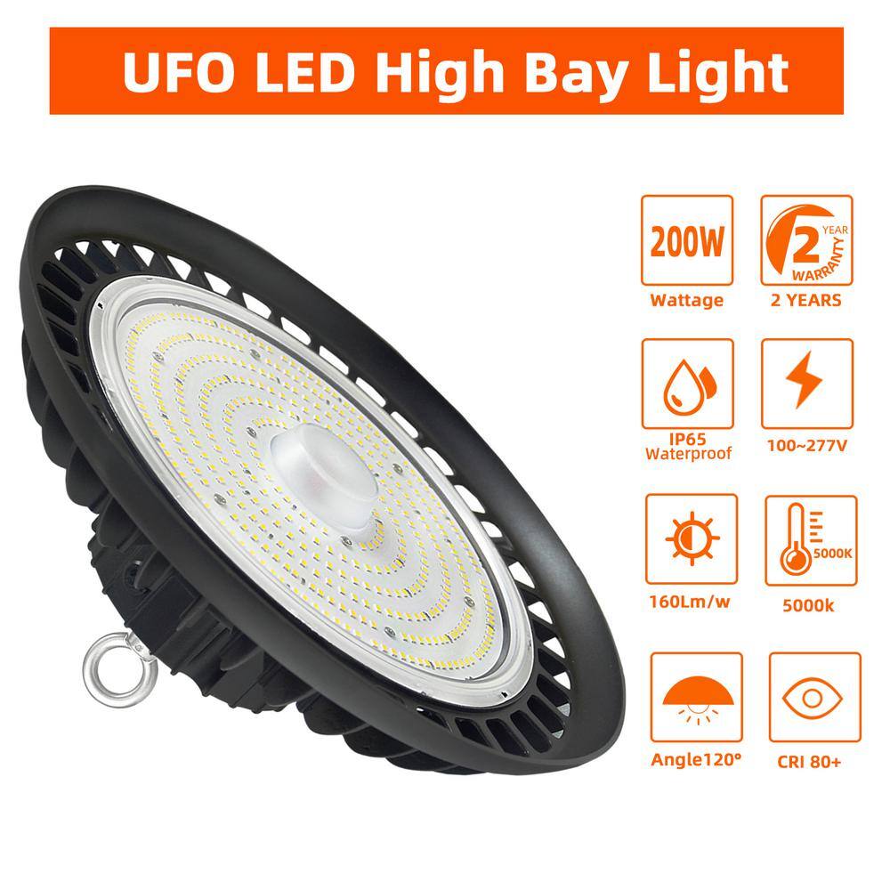 WYZM 12 in. 600-Watt Equivalent Integrated LED UFO Black High Bay Light 5000K Daylight, Dimmable 0-10-Volt (3Pack)