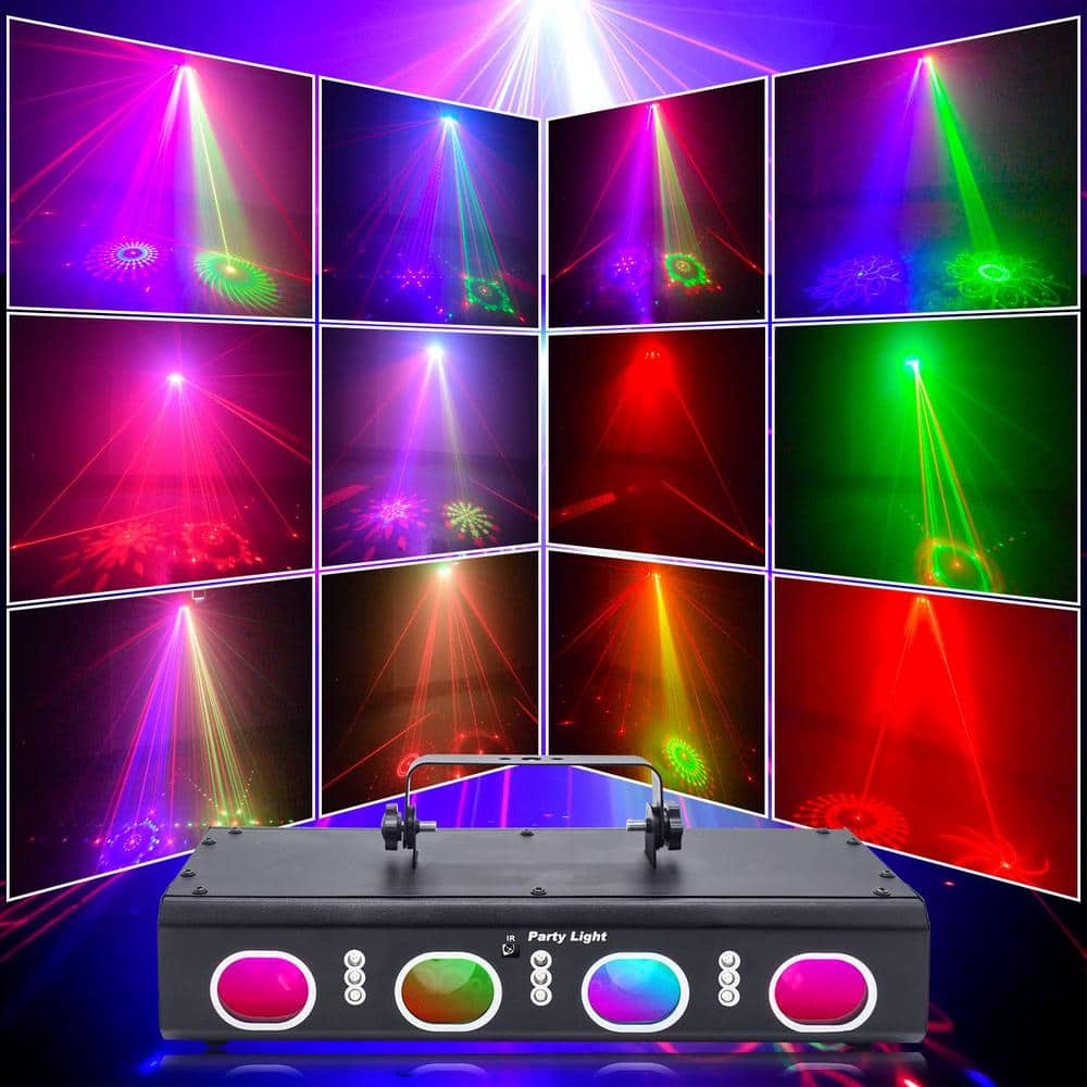 Party Lights DJ Disco Lights, 3D Effect Sound Sensing Laser Lights Flash Stage Lights Projector