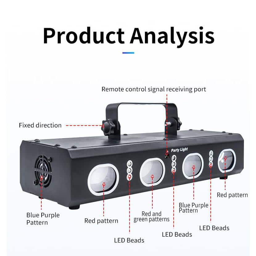Party Lights DJ Disco Lights, 3D Effect Sound Sensing Laser Lights Flash Stage Lights Projector