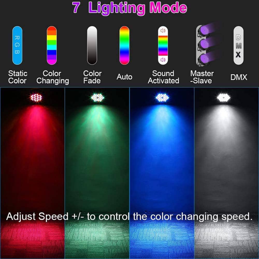 Unbranded RGB 36 LED Stage Lights DJ Par Lights, Sound Activated, Remote & DMX Controlled LED Uplights, 7 Modes Uplighting
