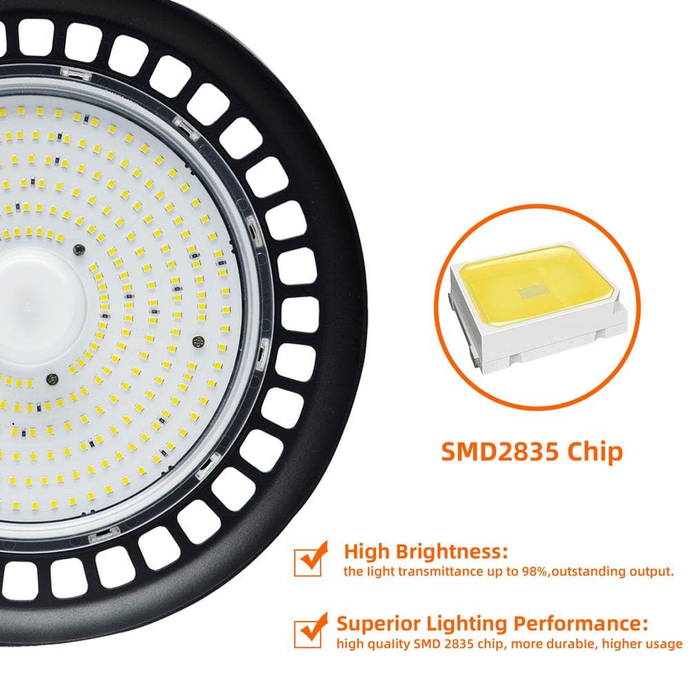 WYZM 11 in. 450-Watt Equivalent Integrated Black LED UFO High Bay Light 24000 Lumen 5000K IP65 (3-Pack)