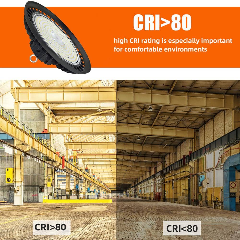 WYZM 11 in. 450-Watt Equivalent Integrated Black LED UFO High Bay Light 24000 Lumen 5000K IP65 (3-Pack)