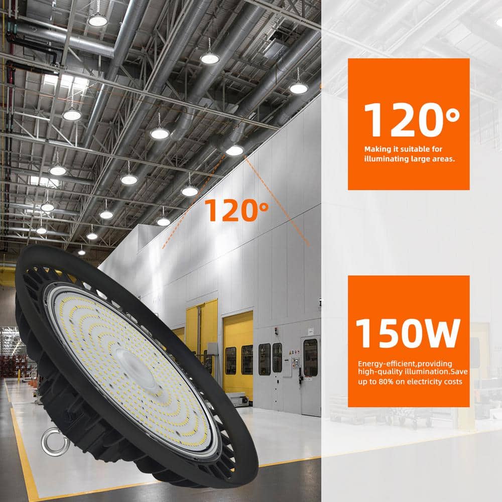 WYZM 11 in. 450-Watt Equivalent Integrated Black LED UFO High Bay Light 24000 Lumens 5000K Daylight Waterproof IP65 (3-Pack)