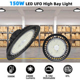 WYZM 11 in. 450-Watt Equivalent Integrated Black LED UFO High Bay Light 24000 Lumens 5000K Daylight Waterproof IP65 (3-Pack)