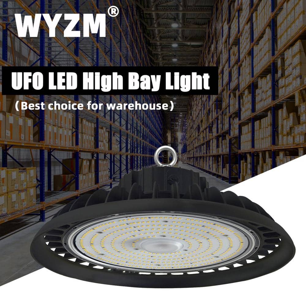 WYZM 11 in. 450-Watt Equivalent Integrated Black LED UFO High Bay Light 24000 Lumens 5000K Daylight Waterproof IP65 (3-Pack)