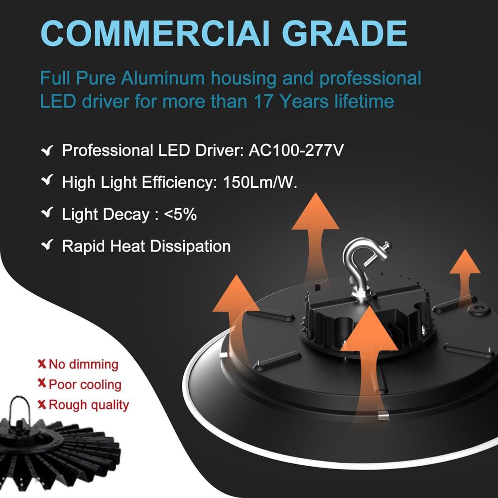 bulbeats 4Pack of 215W LED High Bay Light 32250LM High Bay LED Shop Lights AC100-277V Commercial Bay Lighting for Warehouse
