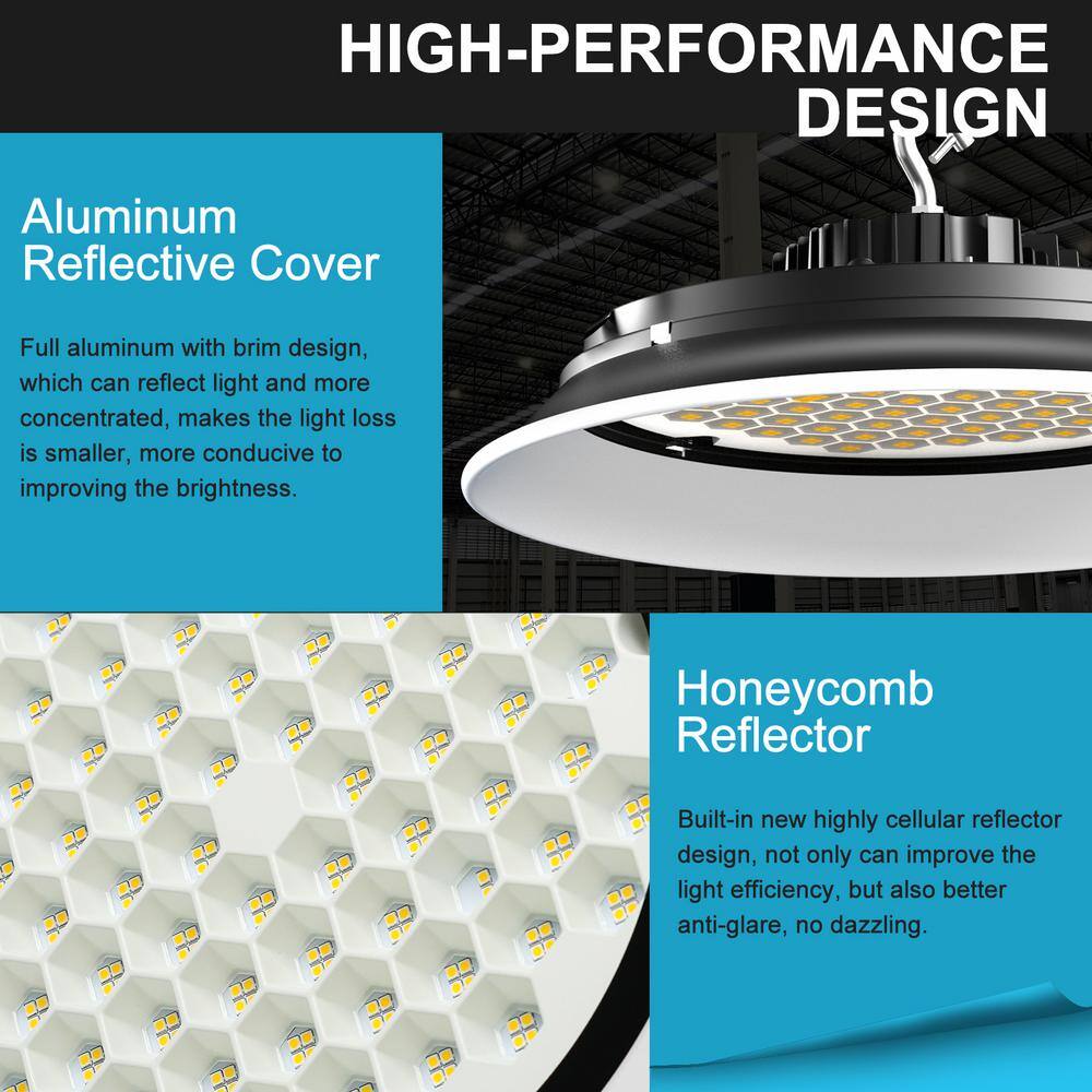 bulbeats 4Pack of 215W LED High Bay Light 32250LM High Bay LED Shop Lights AC100-277V Commercial Bay Lighting for Warehouse