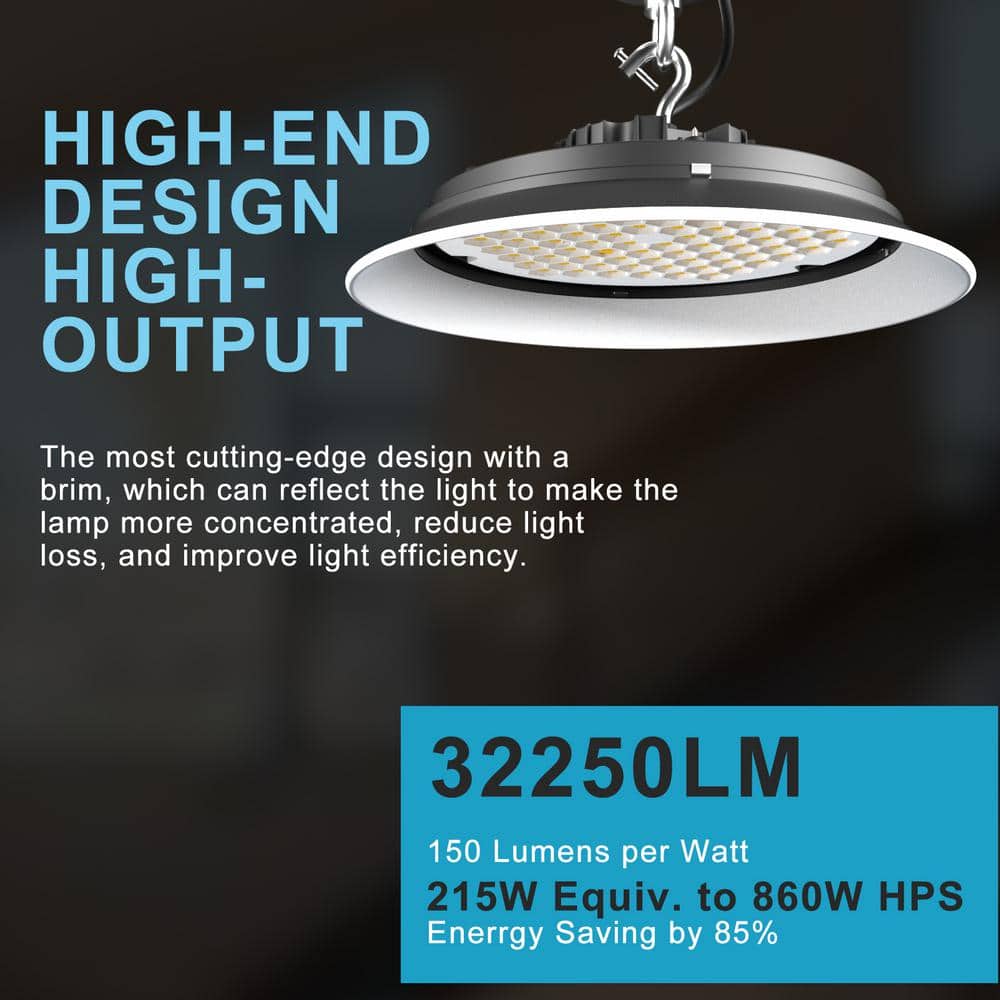 bulbeats 4Pack of 215W LED High Bay Light 32250LM High Bay LED Shop Lights AC100-277V Commercial Bay Lighting for Warehouse