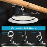 bulbeats 4Pack of 215W LED High Bay Light 32250LM High Bay LED Shop Lights AC100-277V Commercial Bay Lighting for Warehouse