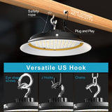 bulbeats 6Pack of 300W LED High Bay Light 45000LM High Bay LED Shop Lights AC100-277V Commercial Bay Lighting for Warehouse