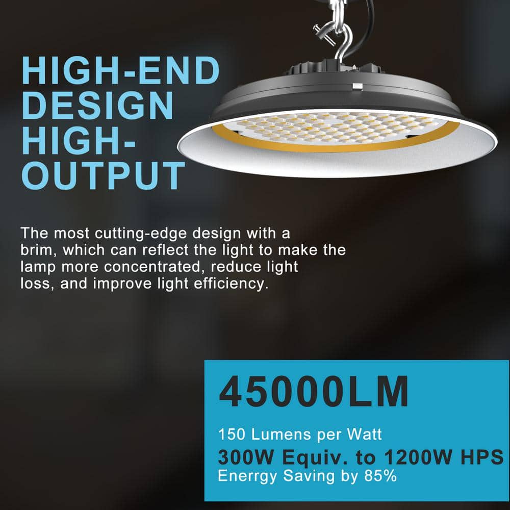 bulbeats 6Pack of 300W LED High Bay Light 45000LM High Bay LED Shop Lights AC100-277V Commercial Bay Lighting for Warehouse