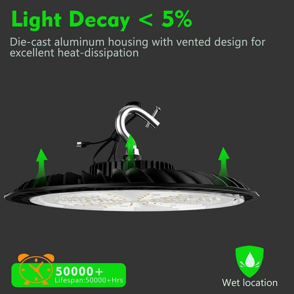 bulbeats 4Pack of 320-Watt LED High Bay Light 48000LM High Bay LED Shop Lights AC100-277V Commercial Bay Lighting for Warehouse
