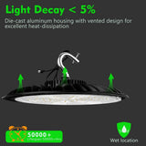 bulbeats 6Pack of 320-Watt LED High Bay Light 48000LM High Bay LED Shop Lights AC100-277V Commercial Bay Lighting for Warehouse