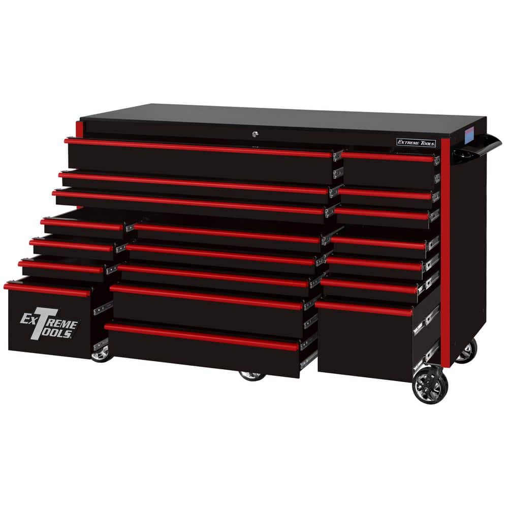 Extreme Tools RX Series 72 in. W x 25 in. D 19-Drawer Roller Cabinet Tool Chest in Black with Red Handles