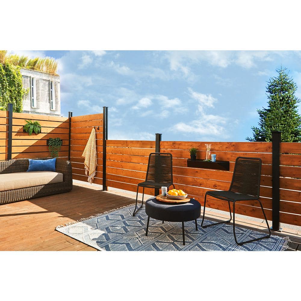 HOFT End Post Kit 73 in. x 3 in. x 3 in. Black Aluminum Deck Fence End Post and Hardware Kit A6
