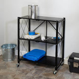 Honey-Can-Do 3-Tier Steel 4-Wheeled Collapsible Utility Cart in Black