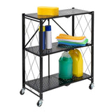 Honey-Can-Do 3-Tier Steel 4-Wheeled Collapsible Utility Cart in Black