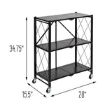 Honey-Can-Do 3-Tier Steel 4-Wheeled Collapsible Utility Cart in Black