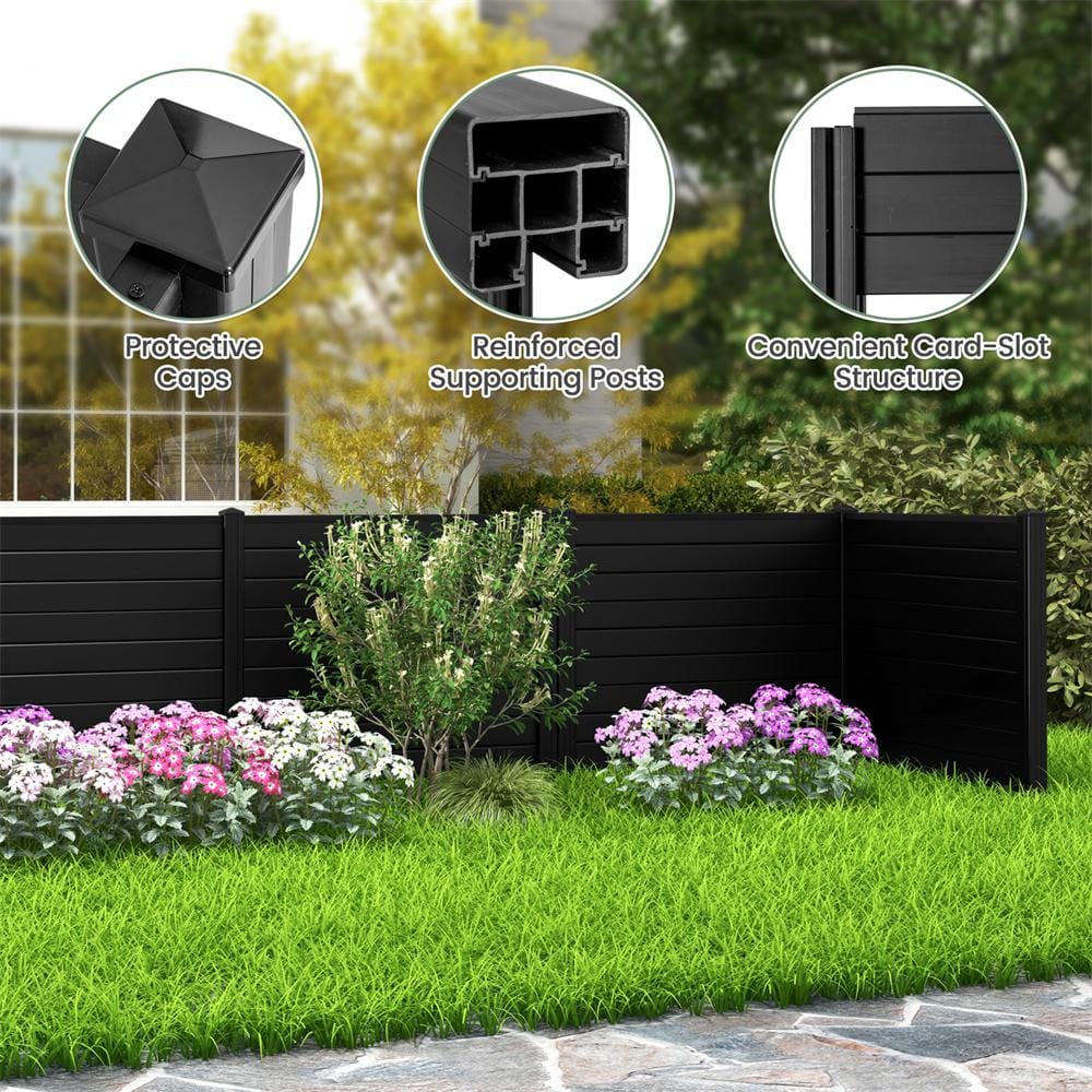 HONEY JOY Black Vinyl Privacy Fence Panel & Trash Enclosure