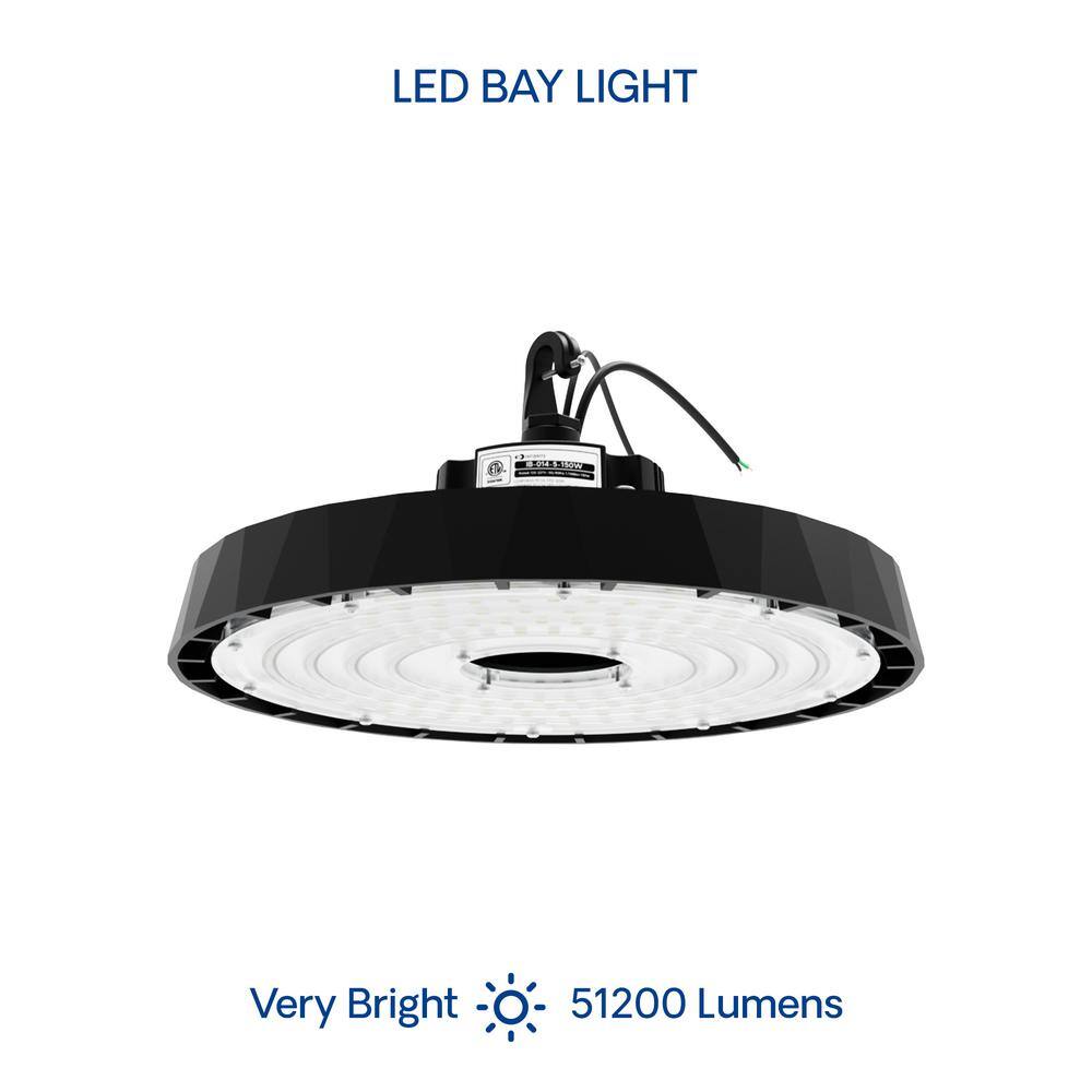 InfiBrite 13.8 in. 5000K Daylight 51,200 Lumens 320-Watt Integrated LED Dimmable Wet Rated Black High Bay Light 100-277 Volt