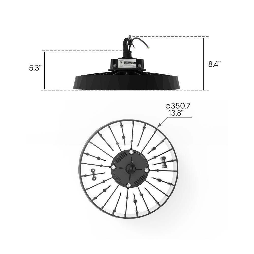 InfiBrite 13.8 in. 5000K Daylight 51,200 Lumens 320-Watt Integrated LED Dimmable Wet Rated Black High Bay Light 100-277 Volt