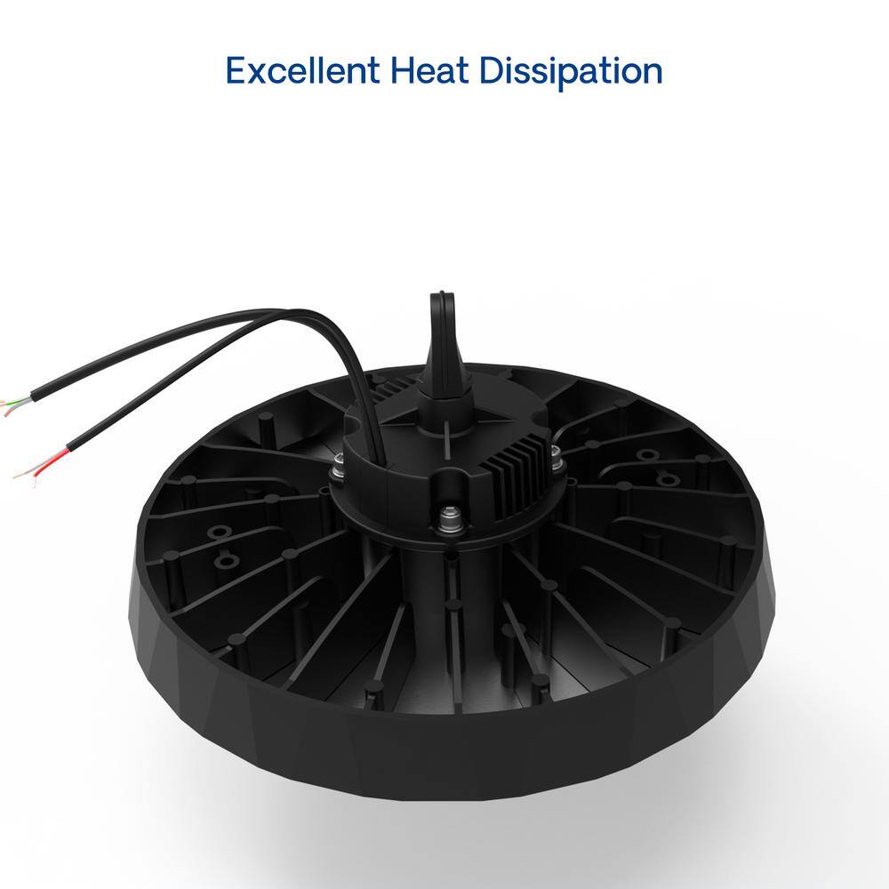 InfiBrite 13.8 in. 5000K Daylight 51,200 Lumens 320-Watt Integrated LED Dimmable Wet Rated Black High Bay Light 100-277 Volt