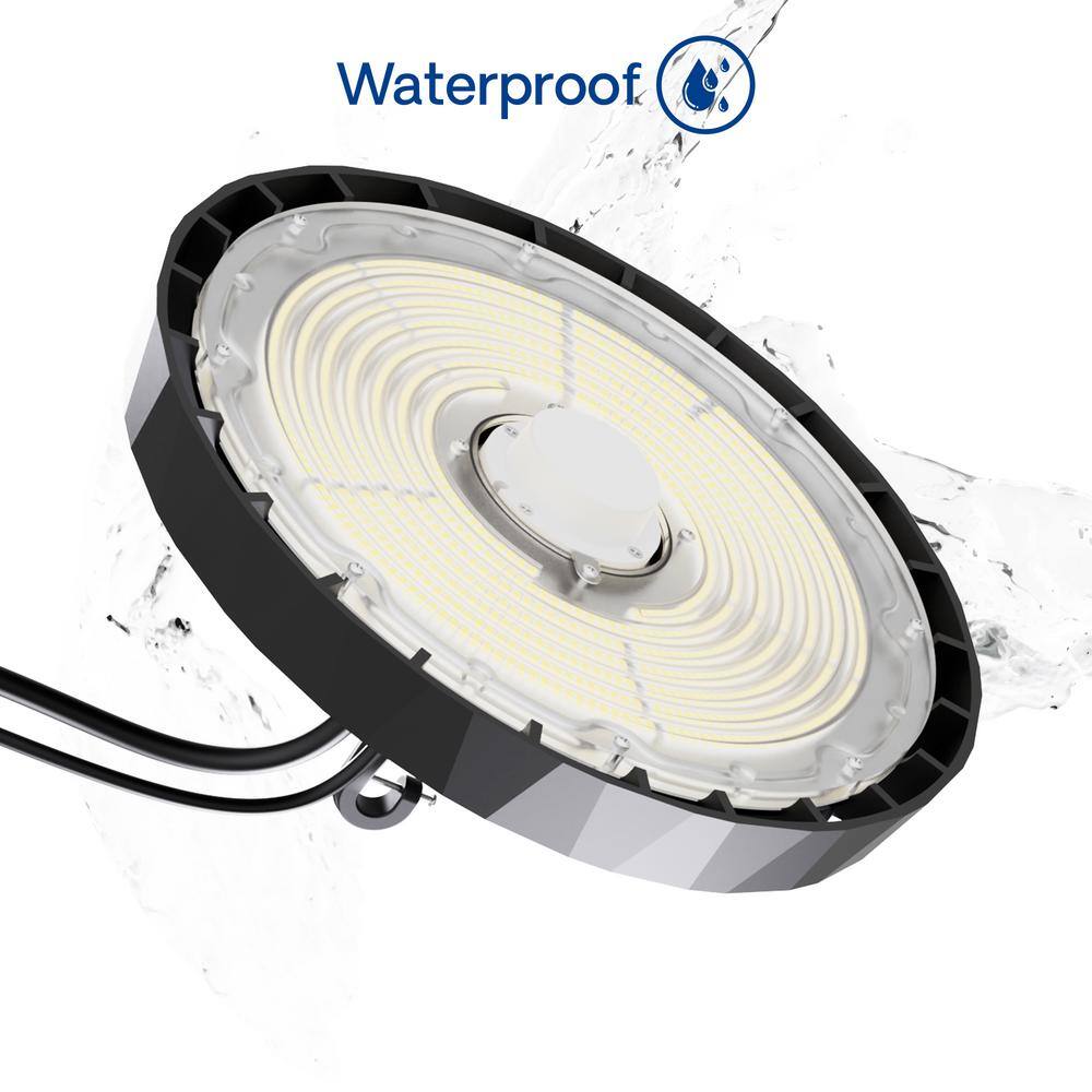 InfiBrite 12.8 in. 5000K Daylight 25,200/33600/40000 Lumens 150-240W Adjustable LED Dimmable Wet Rated Black High Bay 100-277V