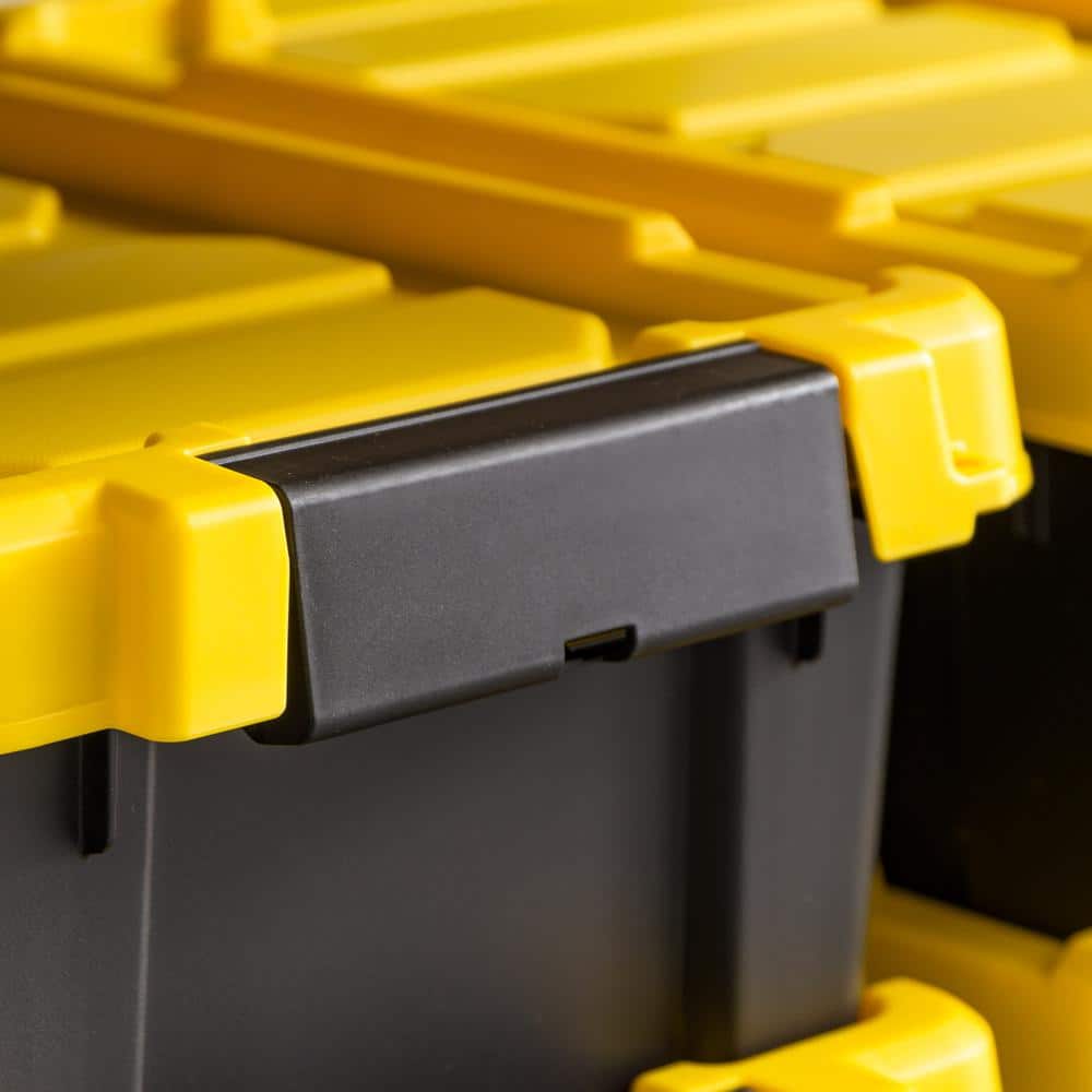 IRIS 12 Qt./3 Gal. Heavy-duty Stackable Storage Tote in Black with Yellow Lid - Set of 5