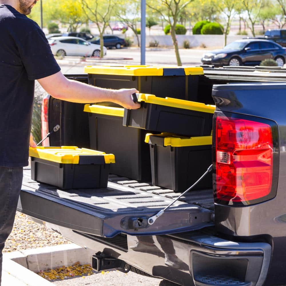 IRIS 12 Qt./3 Gal. Heavy-duty Stackable Storage Tote in Black with Yellow Lid - Set of 5