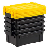 IRIS 12 Qt./3 Gal. Heavy-duty Stackable Storage Tote in Black with Yellow Lid - Set of 5