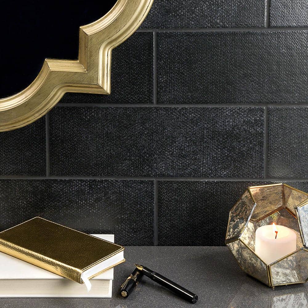 Ivy Hill Tile Piston Camp Black 4 in. x 12 in. Matte Ceramic Wall Tile (10.97 sq. ft./Case)