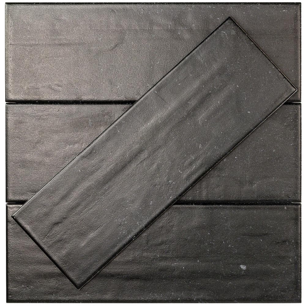 Ivy Hill Tile Piston Camp Black Rock 4 in. x 12 in. 7mm Matte Ceramic Subway Wall Tile (34-piece, 10.97 sq. ft. per box)