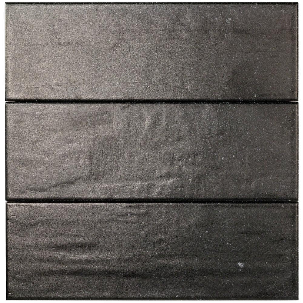 Ivy Hill Tile Piston Camp Black Rock 4 in. x 12 in. 7mm Matte Ceramic Subway Wall Tile (34-piece, 10.97 sq. ft. per box)