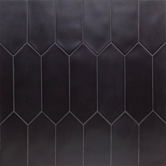 Russell Black 4 in. x 12 in. Matte Porcelain Picket Floor and Wall Tile (10.76 sq. ft./Case)